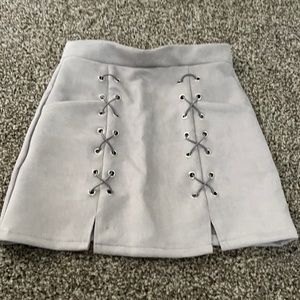 Grey suede skirt